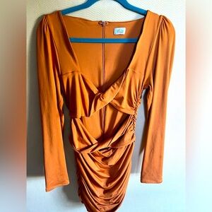 Oh Polly Ruched Long sleeve Bodycon dress size US 10